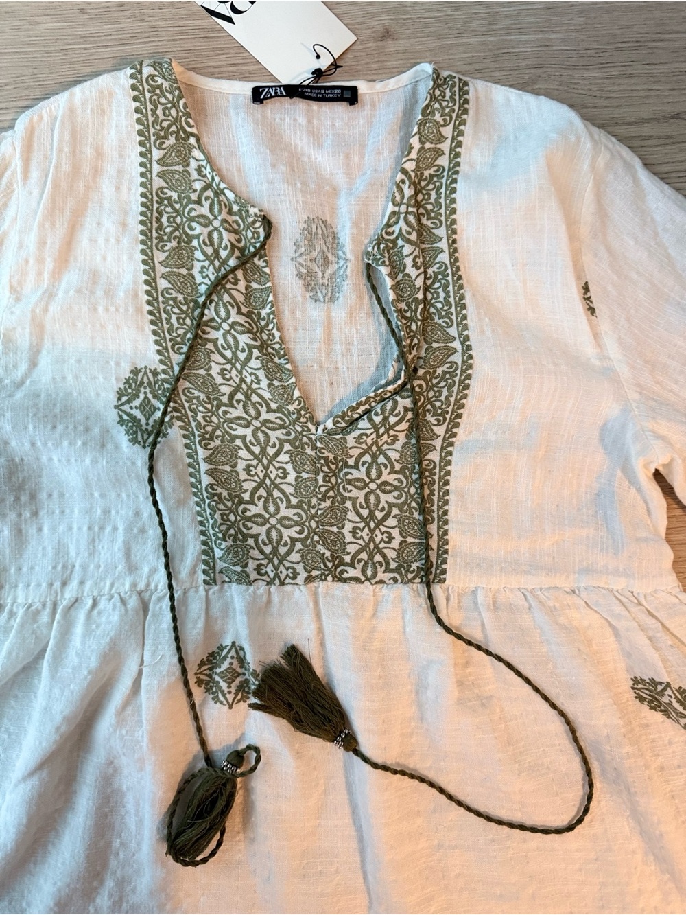 Zara set: Boho Cream Blouse and Shorts - Picture 10 of 12